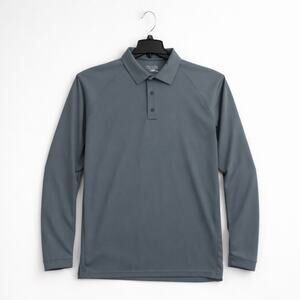 Vertex Grey Long Sleeve Performance Polo Shirt Large Polyester Coldblack